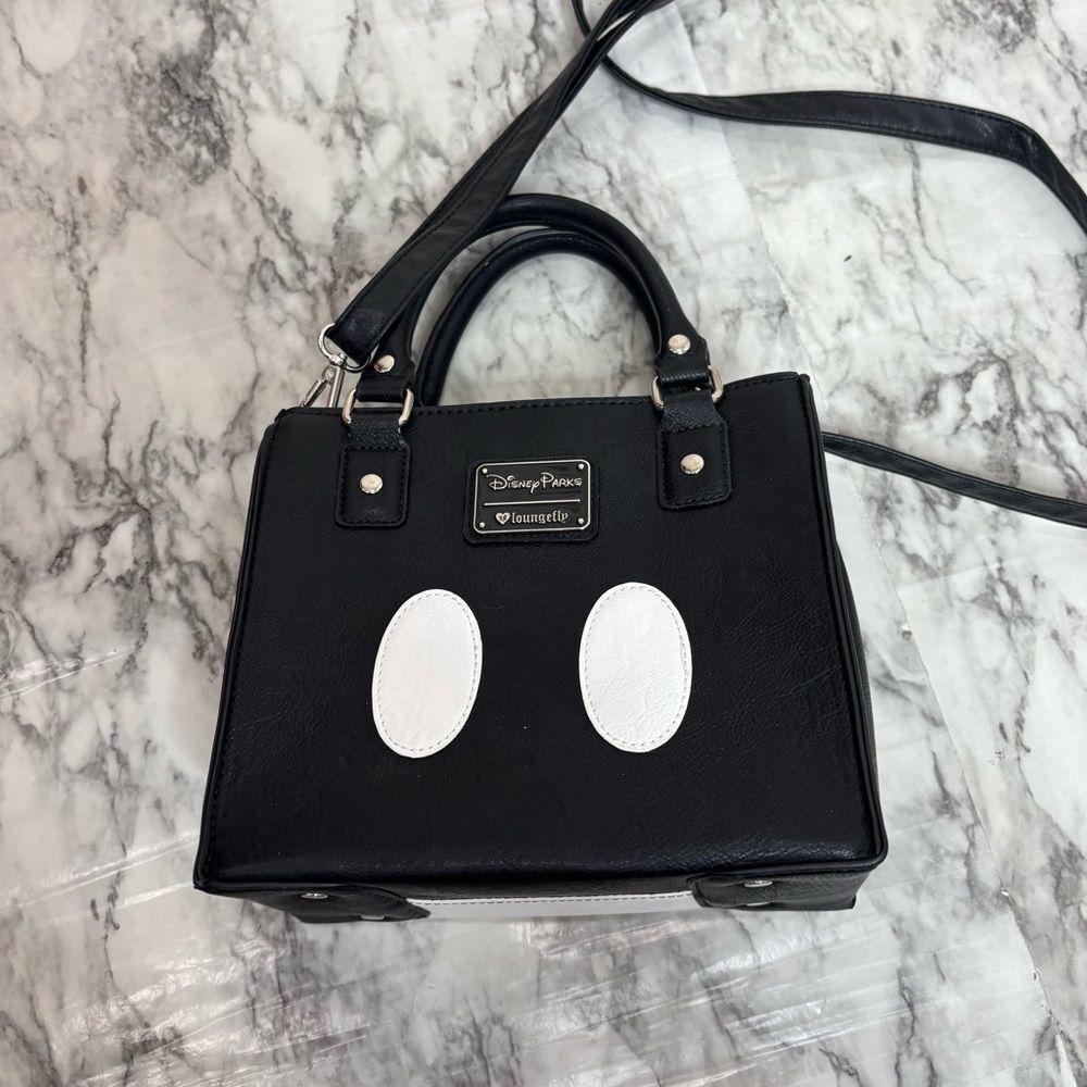 Disney Parks Loungefly Peek-a-boo Mickey Crossbody Purse black white collectible - Picture 5 of 7
